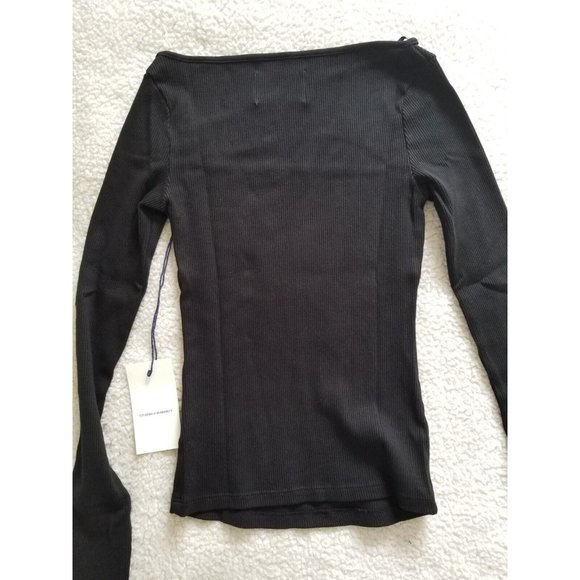 Citizens of Humanity Iris Long Sleeve Cut-Off/Out Rib Knit BLACK Top Women's S - Picture 10 of 16